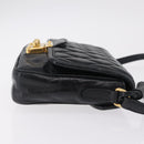 Miu Miu Shoulder Bag Leather Black Gold Auth 167737A-3