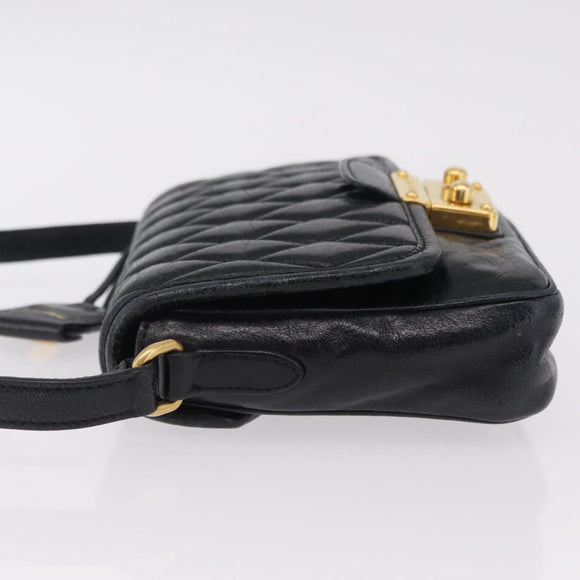 Miu Miu Shoulder Bag Leather Black Gold Auth 167737A