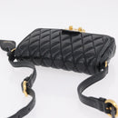 Miu Miu Shoulder Bag Leather Black Gold Auth 167737A-7