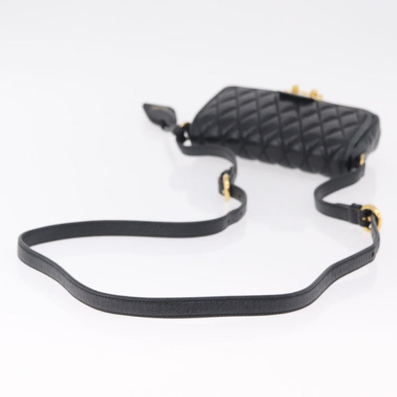 Miu Miu Shoulder Bag Leather Black Gold Auth 167737A