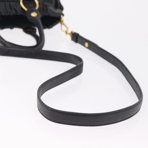 Miu Miu Hand Bag Leather 2way Black Gold Auth 167738SAM