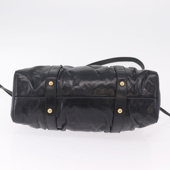 Miu Miu Hand Bag Leather 2way Black Gold Auth 167738SAM