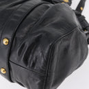 Miu Miu Hand Bag Leather 2way Black Gold Auth 167738SAM-18