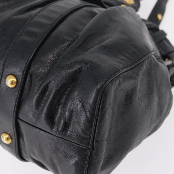 Miu Miu Hand Bag Leather 2way Black Gold Auth 167738SAM