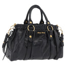 Miu Miu Hand Bag Leather 2way Black Gold Auth 167738SAM-1