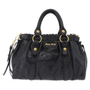 Miu Miu Hand Bag Leather 2way Black Gold Auth 167738SAM-13