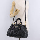 Miu Miu Hand Bag Leather 2way Black Gold Auth 167738SAM-29