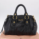 Miu Miu Hand Bag Leather 2way Black Gold Auth 167738SAM-12