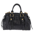 Miu Miu Hand Bag Leather 2way Black Gold Auth 167738SAM-2