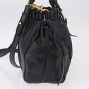 Miu Miu Hand Bag Leather 2way Black Gold Auth 167738SAM-3