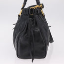 Miu Miu Hand Bag Leather 2way Black Gold Auth 167738SAM-4