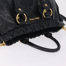 Miu Miu Hand Bag Leather 2way Black Gold Auth 167738SAM-7