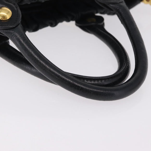 Miu Miu Hand Bag Leather 2way Black Gold Auth 167738SAM
