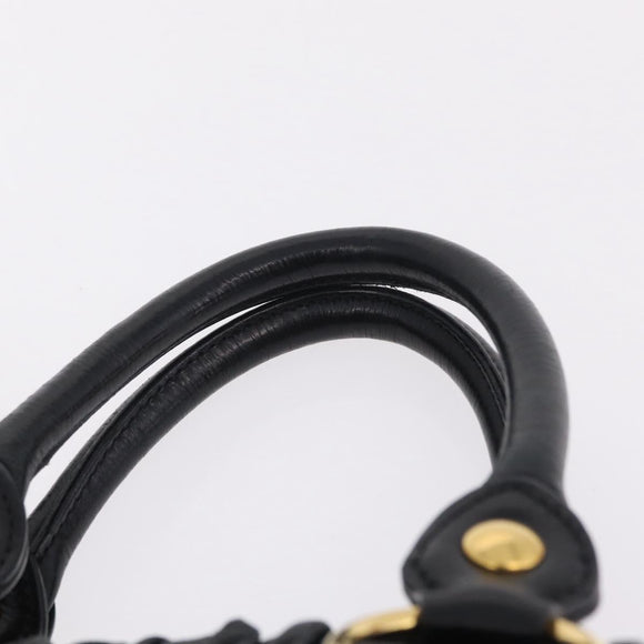 Miu Miu Hand Bag Leather 2way Black Gold Auth 167738SAM