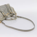 Miu Miu Hand Bag Leather 2way Gray Gold Auth 167739M-9