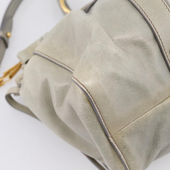 Miu Miu Hand Bag Leather 2way Gray Gold Auth 167739M