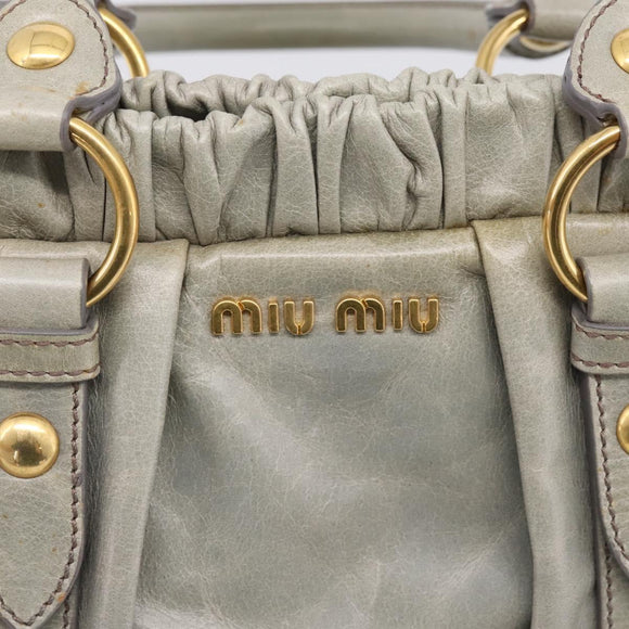 Miu Miu Hand Bag Leather 2way Gray Gold Auth 167739M