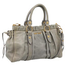 Miu Miu Hand Bag Leather 2way Gray Gold Auth 167739M-1