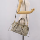 Miu Miu Hand Bag Leather 2way Gray Gold Auth 167739M-26