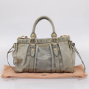 Miu Miu Hand Bag Leather 2way Gray Gold Auth 167739M-12