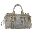 Miu Miu Hand Bag Leather 2way Gray Gold Auth 167739M-2