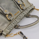 Miu Miu Hand Bag Leather 2way Gray Gold Auth 167739M-6
