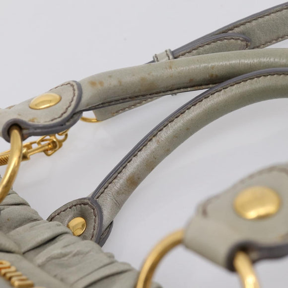 Miu Miu Hand Bag Leather 2way Gray Gold Auth 167739M