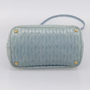 Miu Miu Matelasse Hand Bag Leather 2way Light Blue Gold Auth 167740A-5