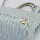 Miu Miu Matelasse Hand Bag Leather 2way Light Blue Gold Auth 167740A-16