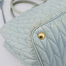 Miu Miu Matelasse Hand Bag Leather 2way Light Blue Gold Auth 167740A-17