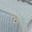 Miu Miu Matelasse Hand Bag Leather 2way Light Blue Gold Auth 167740A-18