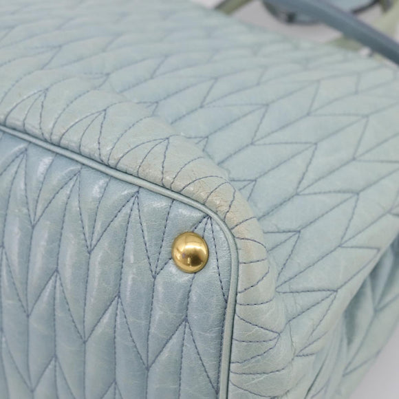 Miu Miu Matelasse Hand Bag Leather 2way Light Blue Gold Auth 167740A