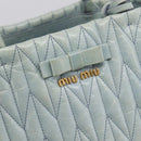 Miu Miu Matelasse Hand Bag Leather 2way Light Blue Gold Auth 167740A-20