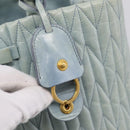Miu Miu Matelasse Hand Bag Leather 2way Light Blue Gold Auth 167740A-21