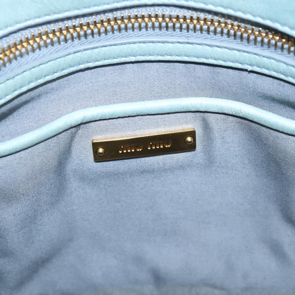 Miu Miu Matelasse Hand Bag Leather 2way Light Blue Gold Auth 167740A