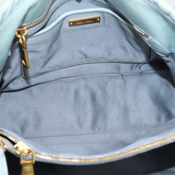 Miu Miu Matelasse Hand Bag Leather 2way Light Blue Gold Auth 167740A