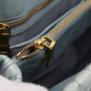 Miu Miu Matelasse Hand Bag Leather 2way Light Blue Gold Auth 167740A-27