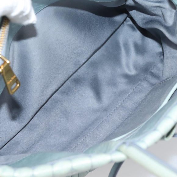 Miu Miu Matelasse Hand Bag Leather 2way Light Blue Gold Auth 167740A