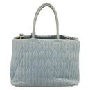 Miu Miu Matelasse Hand Bag Leather 2way Light Blue Gold Auth 167740A-2