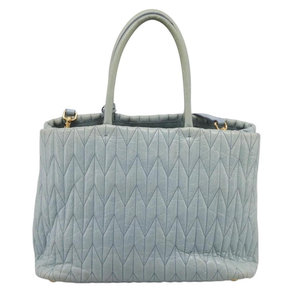 Miu Miu Matelasse Hand Bag Leather 2way Light Blue Gold Auth 167740A