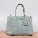 Miu Miu Matelasse Hand Bag Leather 2way Light Blue Gold Auth 167740A-12