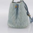Miu Miu Matelasse Hand Bag Leather 2way Light Blue Gold Auth 167740A-3