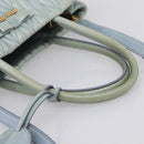 Miu Miu Matelasse Hand Bag Leather 2way Light Blue Gold Auth 167740A-7