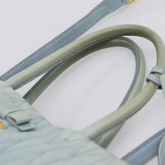 Miu Miu Matelasse Hand Bag Leather 2way Light Blue Gold Auth 167740A