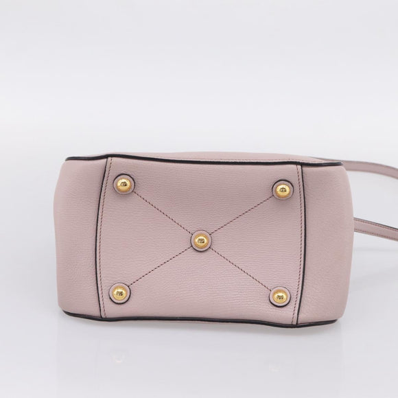 Miu Miu Hand Bag Leather 2way Pink Gold Tone Auth 167741M