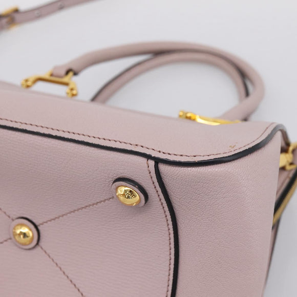 Miu Miu Hand Bag Leather 2way Pink Gold Tone Auth 167741M