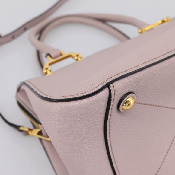 Miu Miu Hand Bag Leather 2way Pink Gold Tone Auth 167741M