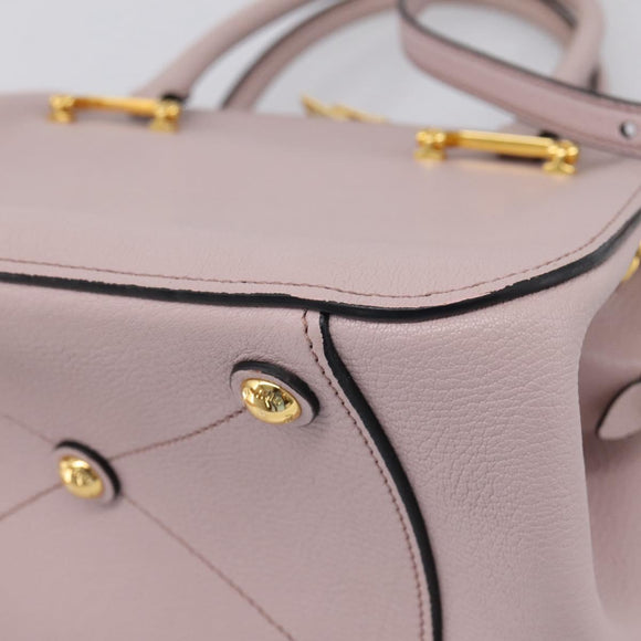 Miu Miu Hand Bag Leather 2way Pink Gold Tone Auth 167741M