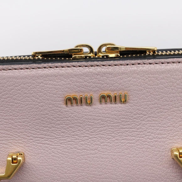 Miu Miu Hand Bag Leather 2way Pink Gold Tone Auth 167741M