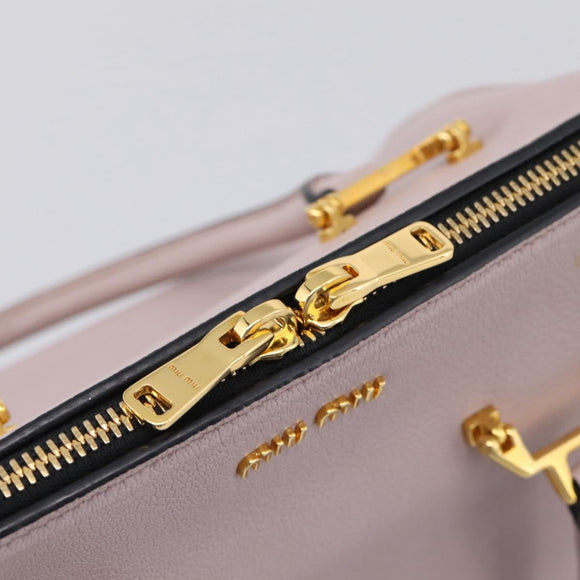 Miu Miu Hand Bag Leather 2way Pink Gold Tone Auth 167741M